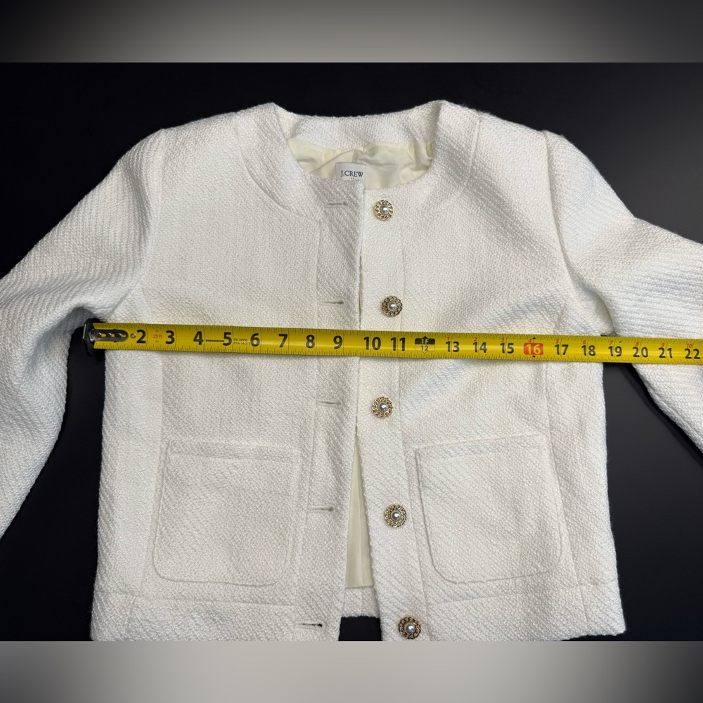 J.CREW *NWT* Tweed Lady Jacket White w/ Pearl Buttons Size XXS BW284 - Picture 14 of 14